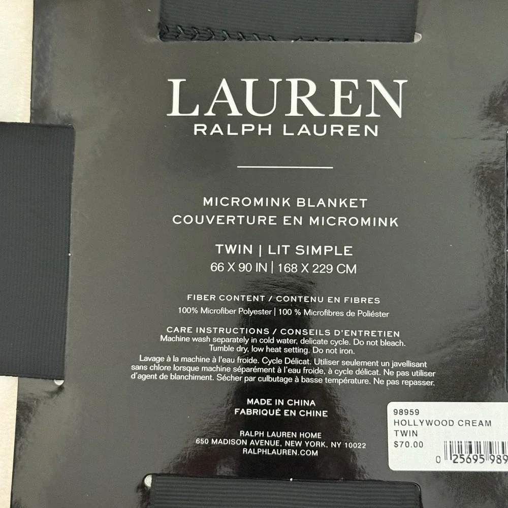 Lauren Ralph Lauren Twin Micromink Blanket 66